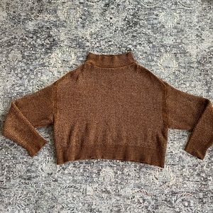 Jon & Anna Contemporary Brown Knit Cropped Sweater